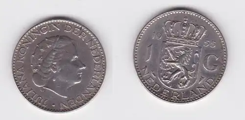 1 Gulden Silber Münze Niederlande 1955 f.vz (164921)