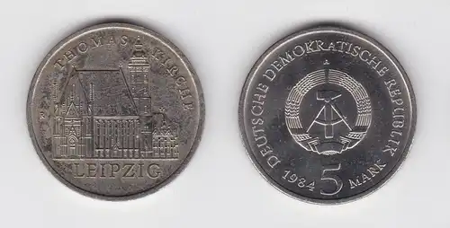 DDR Gedenk Münze 5 Mark Leipzig Thomaskirche 1984 vz (137139)