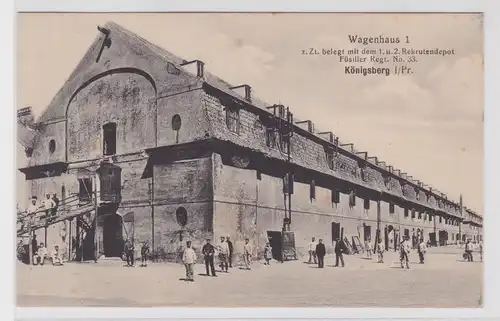 904094 Ak Königsberg in Pr. Wagenhaus 1 Rekrutendepot Füselier Regt.Nr.33