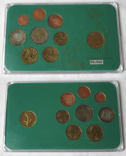KMS Kursmünzensatz Euro-Ländersatz Frankreich + 1 Franc vergoldet (162394)