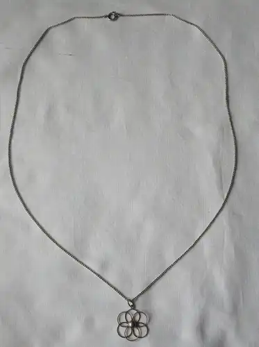 elegante 835er Silber Halskette mit Anhänger in Blütenform (163798)