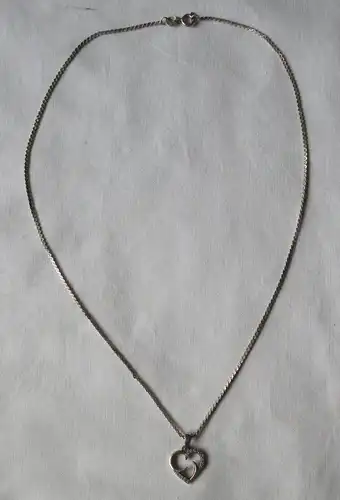 elegante 830er Silber Halskette mit 925er Sterling Silber Herz Anhänger (164272)