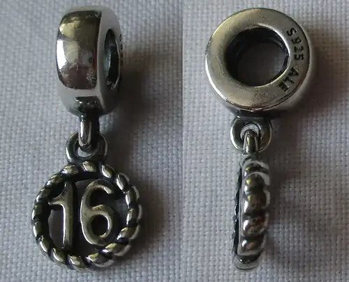 zierlicher 925er Sterling Silber Anhänger Charm Pandora Zahl 16 (161615)