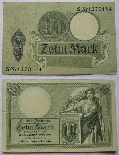 10 Mark Banknote Reichskassenschein Berlin 6. Oktober 1906 Ro. 27b (100027)