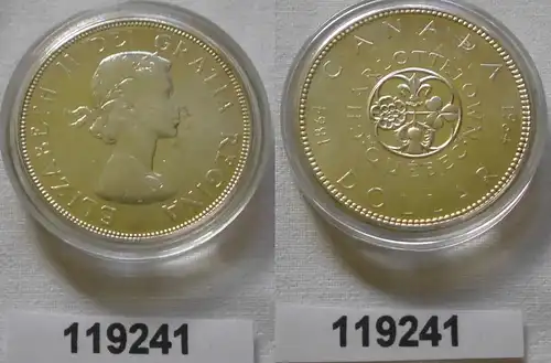 1 Dollar Silber Münze Kanada Lilie, Kleeblatt, Distel und Rose 1964 (119241)