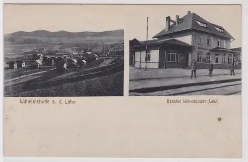 26138 Mehrbild Ak Wilhelmshütte an der Lahn Bahnhof, Totalansicht 1916