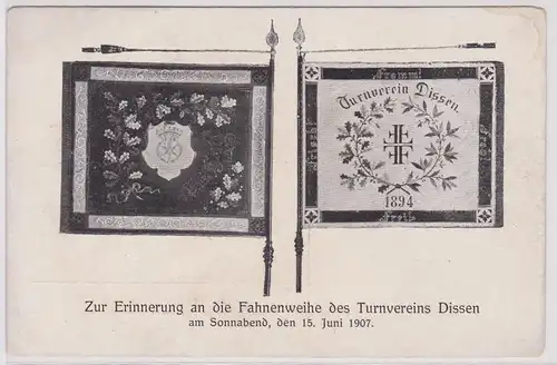 18458 Ak Erinnerung an die Fahnenweihe des Turnvereins Dissen 1907