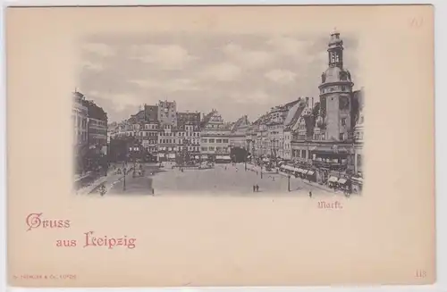 902886 Ak Gruß aus Leipzig Markt mit Rathaus um 1900