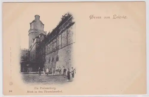 903006 Ak Gruß aus Leipzig die Pleißenburg Blick in den Thurmhaushof um 1900