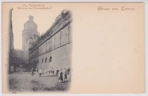903007 Ak Gruß aus Leipzig die Pleißenburg Blick in den Thurmhaushof um 1900