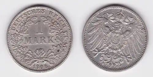1 Reichsmark Silber Münze 1906 G vz (156610)