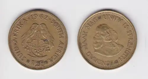 1/2 Cent Messing Münze Südafrika 1961 ss (165211)