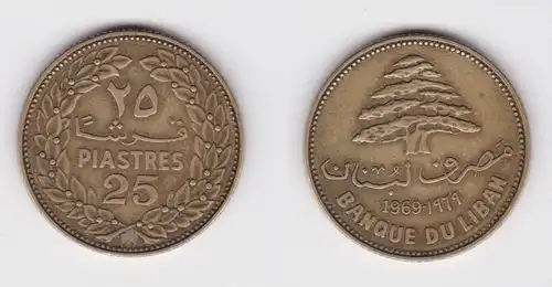 25 Piaster Messing Münze Libanon 1969 f.vz (156846)