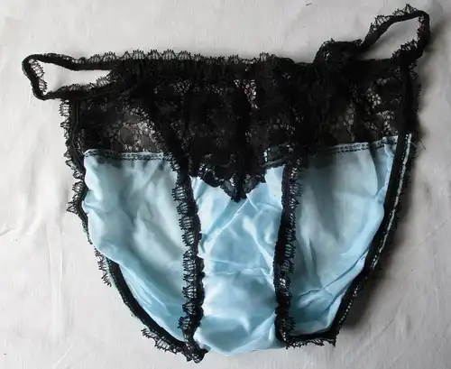 DDR Dessous Slip hellblau schwarz Spitze Dederon Gr. 42 Marke Stretta (158792)