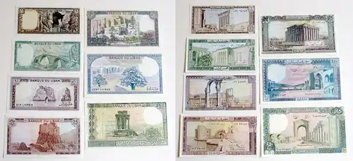 1 bis 250 Livres 7 Banknoten Banque du Liban Libanon P 69 bis 67 (159465)