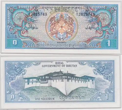 1 Ngultrum Banknote Bhutan (1981) Pick 5 bankfrisch UNC (159117)