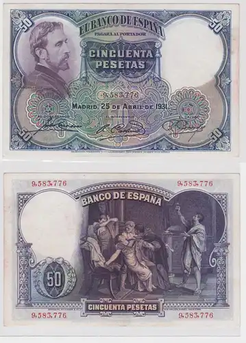 50 Pesetas Banknote Spanien 25.4.1931 Pick 82  (159450)