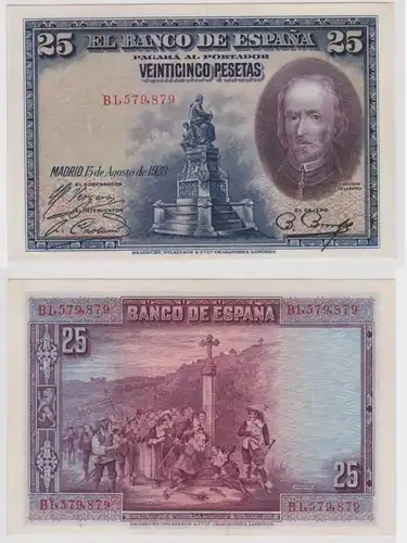 25 Pesetas Banknote Spanien 15.August 1928 (159489)
