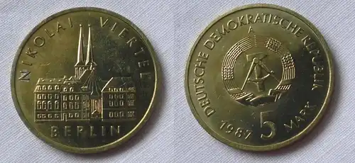 DDR Gedenk Münze 5 Mark Berlin Nikolai Viertel 1987 (123469)