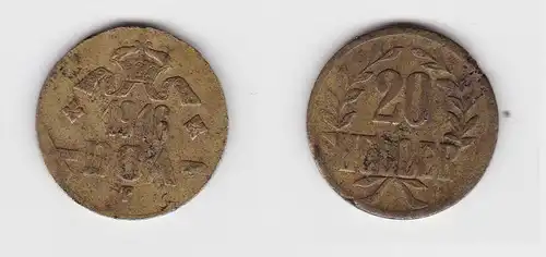 20 Heller Messing Münze Deutsch Ostafrika DOA 1916 J.727 b  (119491)