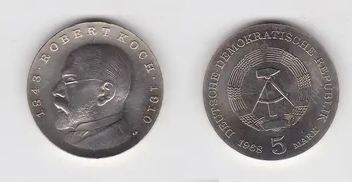 DDR Gedenk Münze 5 Mark Robert Koch 1968 Stempelglanz (129371)