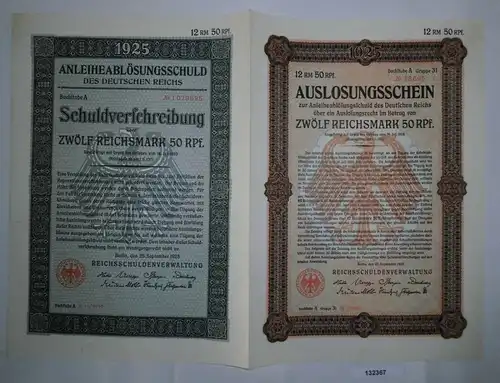 12,50 Mark Aktie Reichsschuldenverwaltung Berlin 25.September 1925 (132367)