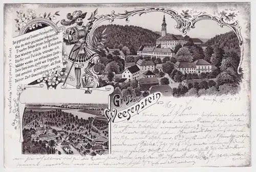 900238 Lithographie Ak Gruss aus Weesenstein 1899