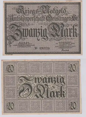 20 Mark Banknote Amtskörperschaft Geislingen November 1918 (126623)
