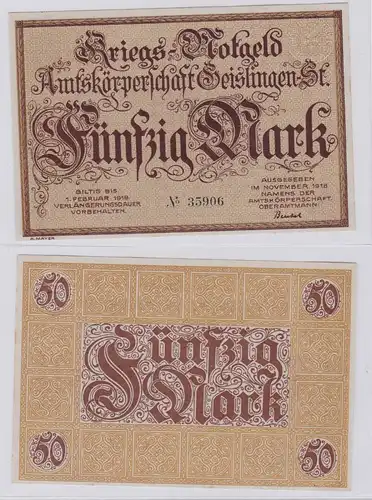 50 Mark Banknote Amtskörperschaft Geislingen November 1918 (126628)