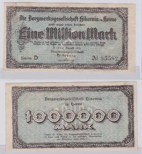1 Million Mark Banknote Herne Bergwerksgesellschaft Hibernia August1923 (126386)