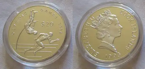 20 Dollar Silber Münze Cook Inseln Olympiade 1996 Atlanta 1993 (126237)