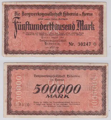 500000 Mark Banknote Herne Bergwerksgesellschaft Hibernia August 1923 (126156)