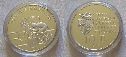 10 Diners Silber Münze Andorra Olympiade 1996 Atlanta Radfahrer 1994 (125988)