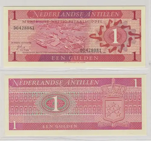 1 Gulden Banknote Niederländische Antillen 8.9.1970 Pick 20a bankfrisch (138299)
