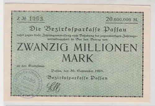 20 Millionen Mark Banknoten Inflation Notgeld Bezirkssparkasse Passau (137243)