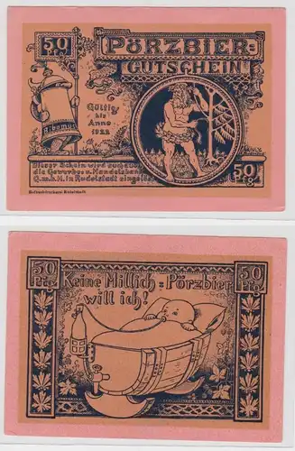 50 Pfennig Banknoten Notgeld Rudolstadt Pörzbier-Brauerei 1921 (137562)