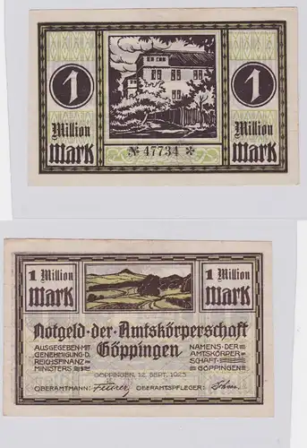 1 Million Mark Banknote Amtskörperschaft Göppingen 12.09.1923 (126162)
