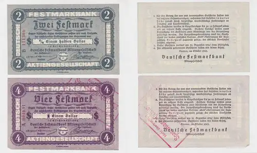 2 + 4 Festmark Banknote Notgeld Deutsche Festmarkbank AG Bremen 1923 (137860)