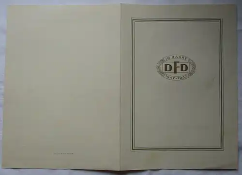 DDR Urkunde Ehrenzeichen 10 Jahre DFD 1957 demokratischer Frauenbund (164679)