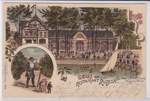 904150 Ak Lithographie Gruß aus dem Restaurant Rübezahl Cöpenick 1901
