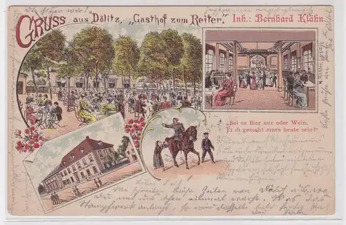 903846 Ak Lithographie Gruß aus Dölitz "Gasthof zum Reiter" 1899