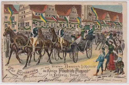 902513 Ak Zur Erinnerung an 1. Besuch Sr. Maj. König von Sachsen in Leipzig 1905
