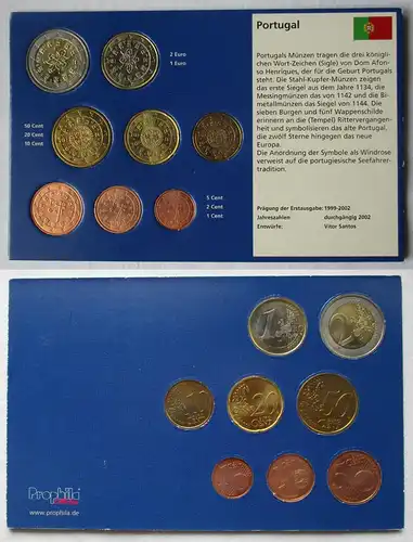 KMS EURO 2002 Portugal 1 Cent bis 2,- € Kursmünzensatz (144644)