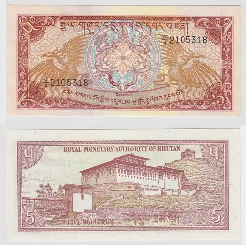 5 Ngultrum Banknote Bhutan (1985) Pick 14 bankfrisch UNC (125315)