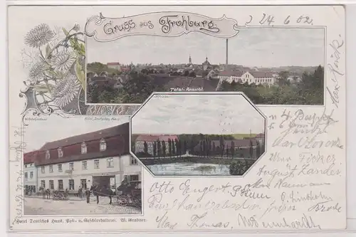 09307 Mehrbild Ak Gruß aus Frohburg Hotel deutsches Haus usw. 1902