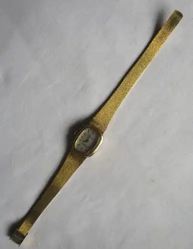 vergoldete Damen Armbanduhr Glashütte Quartz Made in GDR (135448)