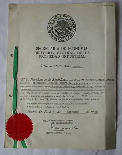 DDR Gebrauchsmuster Patentschrift Mexiko Nähmaschinenteilewerk Dresden (163479)