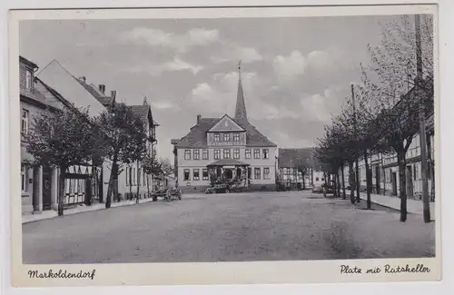 902905 Feldpost Ak Markoldendorf Platz mit Rathaus 1939