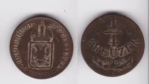 1/4 Kreuzer Kupfer Münze Österreich 1816 A ss (162323)