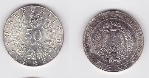 50 Schilling Silber Münze Österreich 1974 125 Jahre Gendarmerie in Öst. (159472)
